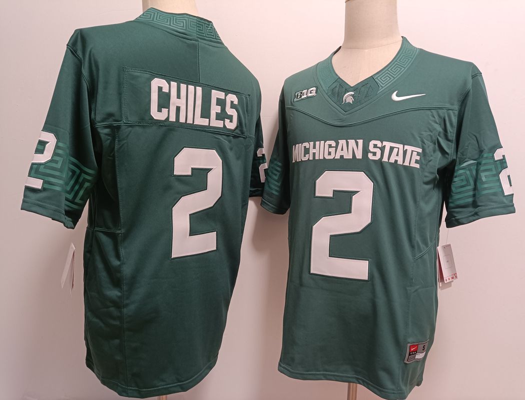 Men Michigan State Spartans #2 Chiles Green Nike 2025 NCAA Jersey